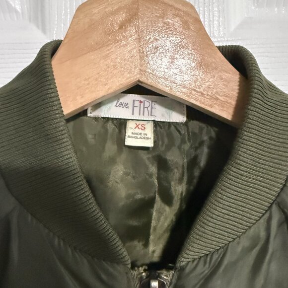 Love Fire Green Floral Embroidered Bomber Jacket Size XS - Picture 4 of 11